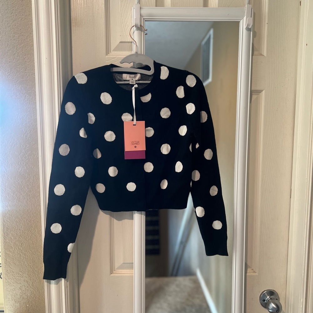 Victor Glemaud x Target Black & White Polka Dot Crewneck Cardigan Sweater XXS